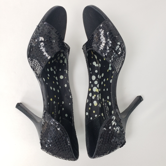 Rampage JULIA Black Sequined Open Toe Heels - Picture 6 of 11